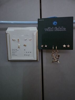 a new day Rose Gold Stud and Cowboy Boot Dangle Earring Set - Rose Gold
